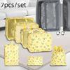 Modern Simple Printed Travel Storage Bag Set 7 Pieces Waterproof Clothing Organizer Travel Accessories Storage Bags