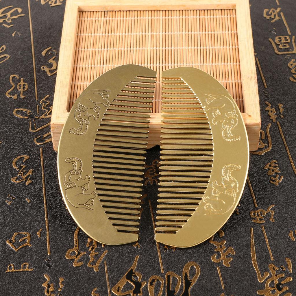 Retro Chinese Style Brass Comb Phoenix and Lotus Pattern Decorative Ornaments Dressing Table Decorations Wedding Gifts