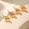 Elegant European & American Leaf 18K Gold Titanium Steel Earrings: Waterproof & Colorfast Luxury Design