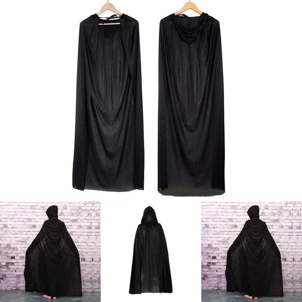 Halloween Cloak Cosplay Grim Reaper Vampire Witch Wizard Robe Party Adult Children Single-layer Black Cloak Cape