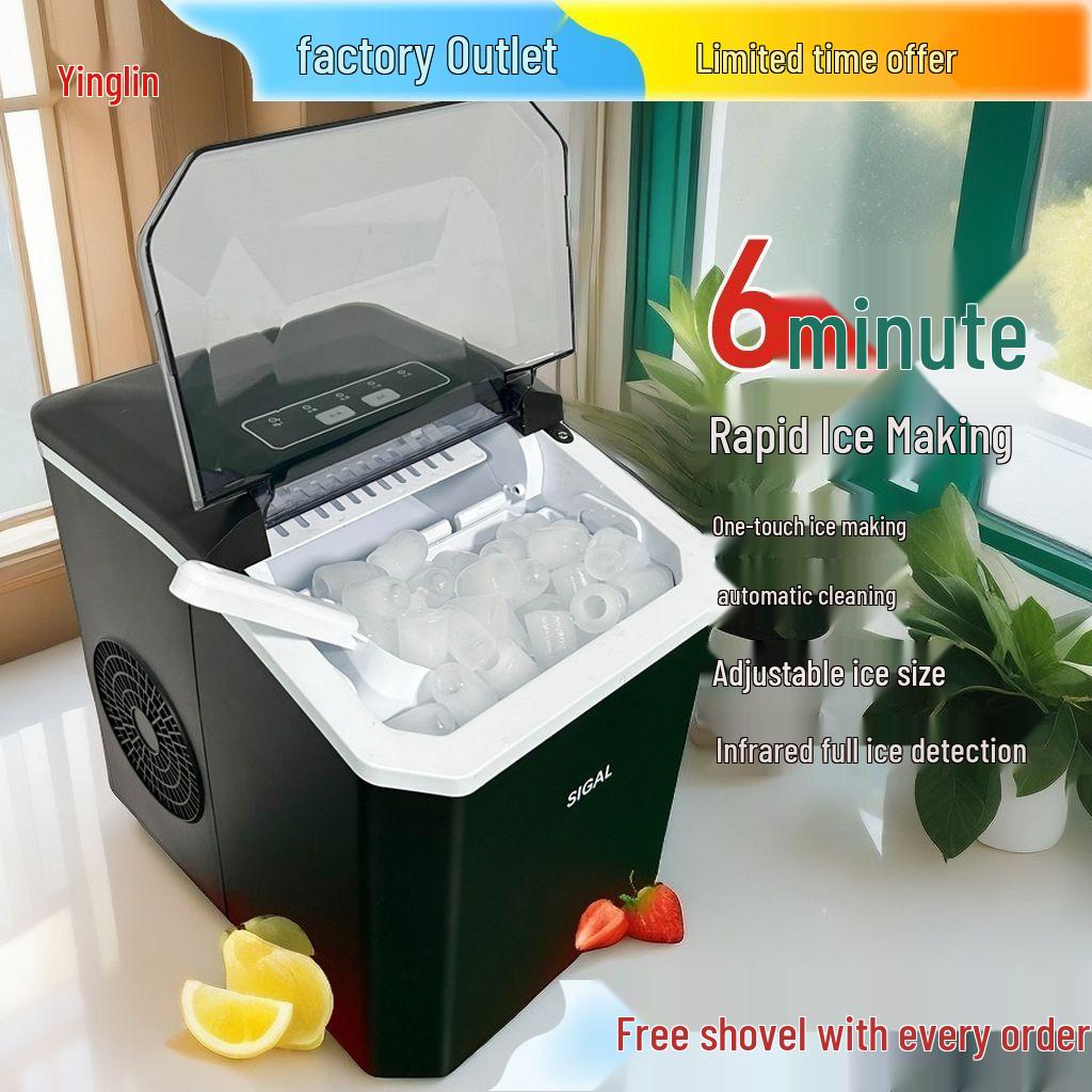 

Compact Automatic Ice Maker for Home, Dorm, or Outdoor Use Classic Black