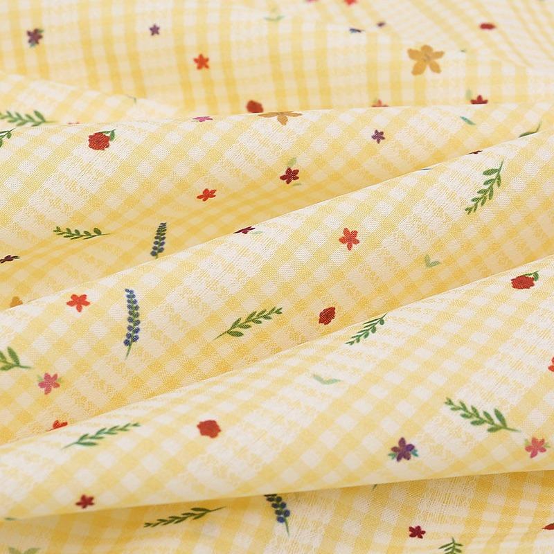 0.5m/1m/2m Grid Floral Printed Jacquard Fabric for Scene Decoration Dresses Curtains Tablecloths Handmade DIY Sewing Fabrics