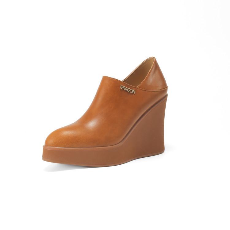 

Женские кожаные туфли на танкетке 10 см, супервысокий каблук, одинарные туфли, весна и осень 2025, новая модель, маленькие кожаные туфли на боковой молнии, маленькая женская обувь 39