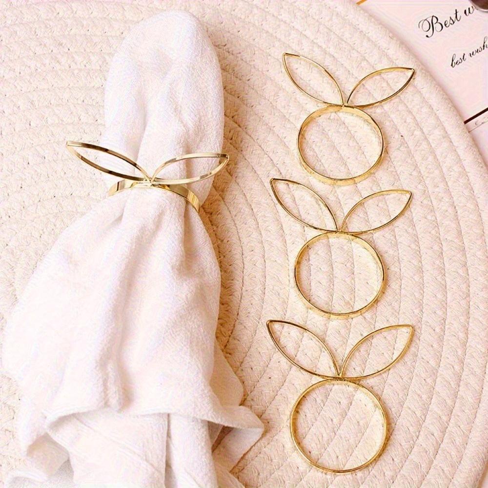 4Pcs Rabbit Ears Napkin Rings Bunny Head Napkin Holder Rings Buckles for Easter Holiday Wedding Party Dinning Table Decoration