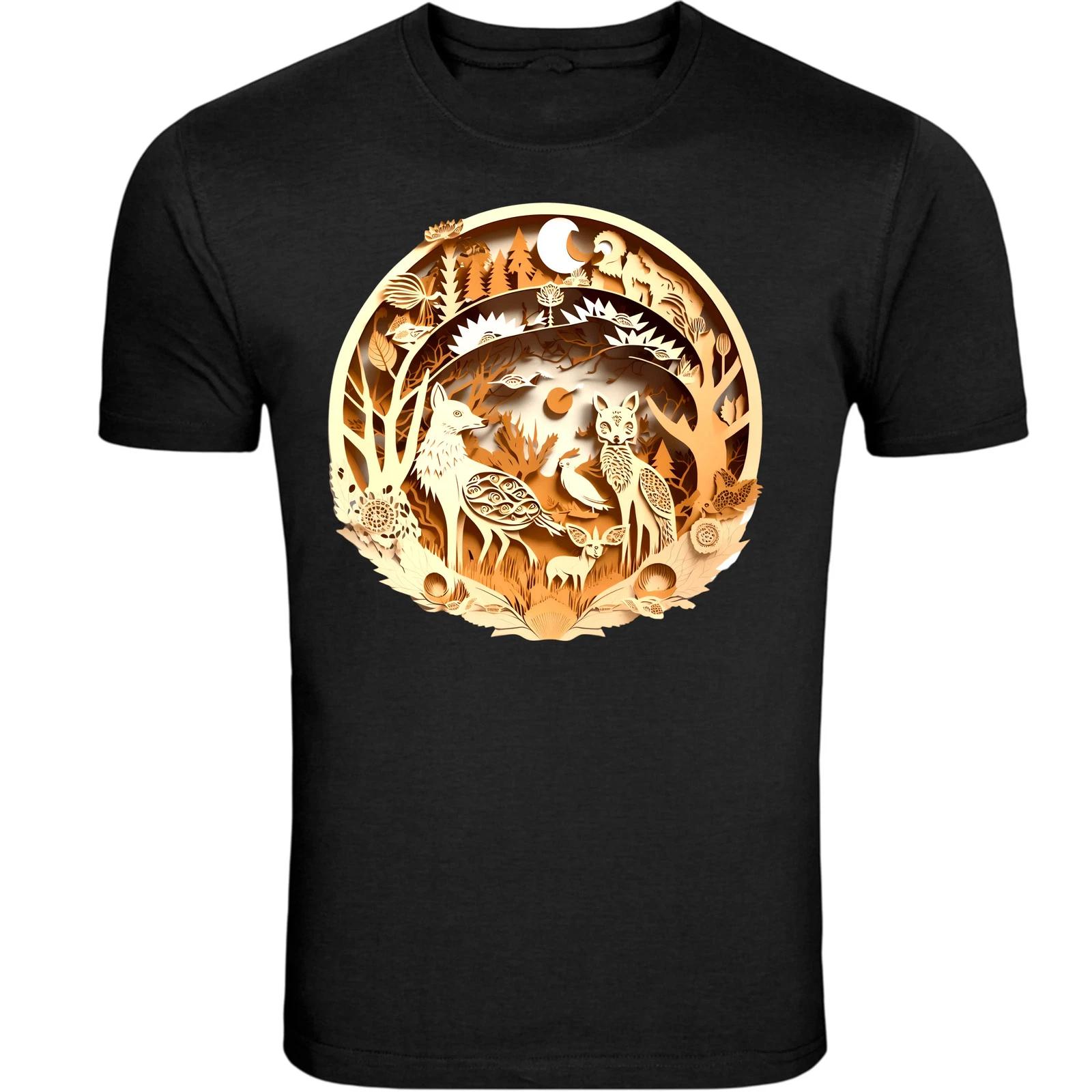 Wild Animal Cutout Black and White Unisex T-Shirt Tee S -5XL L