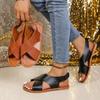 Women's Summer Flat Cross-Strap Wide-Band Open-Toe Beach Slide Sandals, Retro Style, Available In Large Sizes.