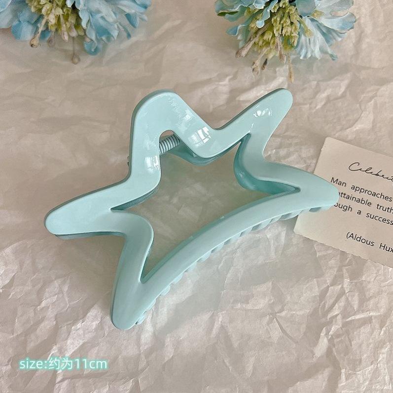 Mint Blue Bowknot Hair Claws for Women Girl Star Shaped Hairpin Big Size Shark Clamp Minimalism Sweetie Fashion Hair Accessories
