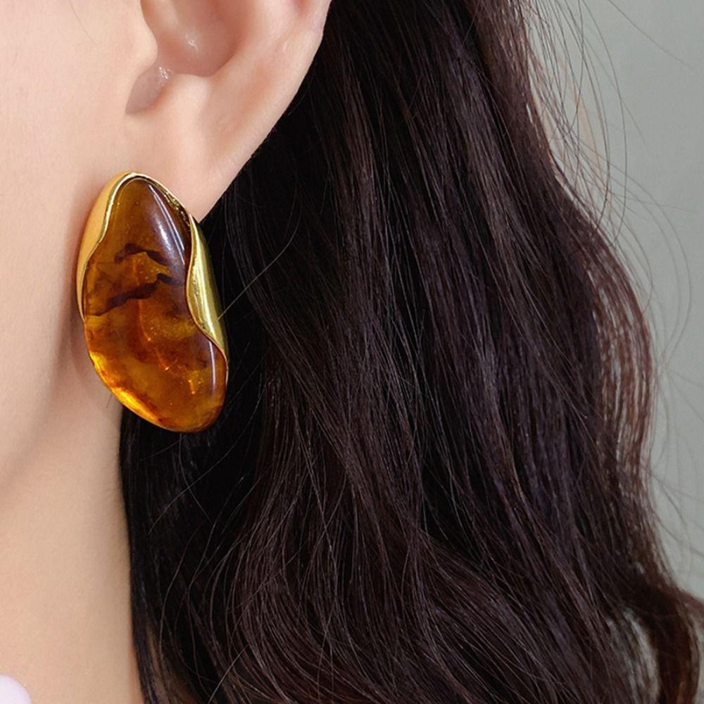 Stainless Steel Acrylic Teardrop Earrings Lightweight Chunky Hoop Earrings  Women's Accessories