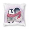 Pinguin Kuschel-Quadrat Kissenbezug Polyester Leinen Samt Muster Reißverschluss Dekor Kissenhülle Sofasitzkissenbezug 18"