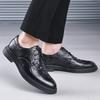 Men's shoes cowhide dress British crocodile pattern men's leather shoes lace-up breathable trend Oxford shoes 2025
