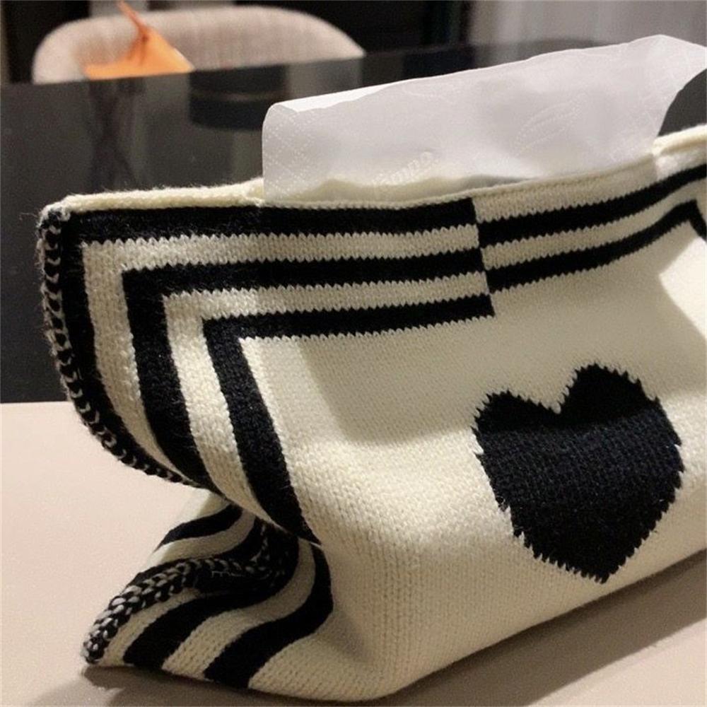 

Heart Plaid Knitted Printed Tissue Box Holder Living Room Dining Table Tissue Storage Box Nordic Eco Protection Napkin Holder