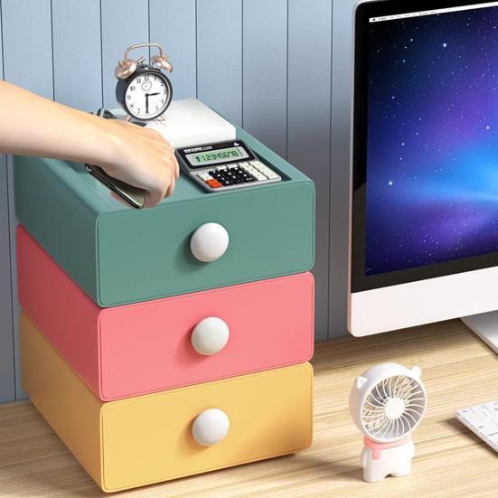 Desktop Storage Box High Capacity Stackable with Knob Store Cosmetic Jewelry Box Desktop Case Household Supplies
