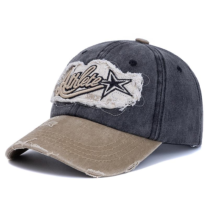 

Унисекс бейсболка ATHLETE надпись вышивка звезда папина шляпа женщины мужчины уличная выстиранная хлопковая кепка 56cm-60cm хаки/чёрный