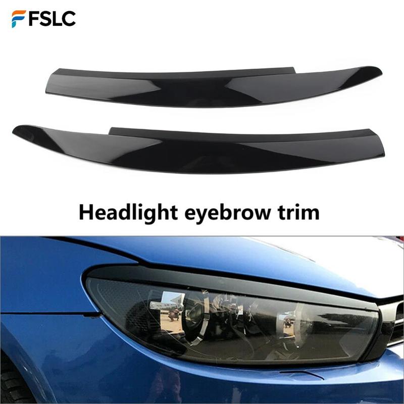Car Accessories Glossy Black Head Light Lamp Eyebrow Eyelid Cover Trim For VW Scirocco 2009-2017 Exterior Decoration