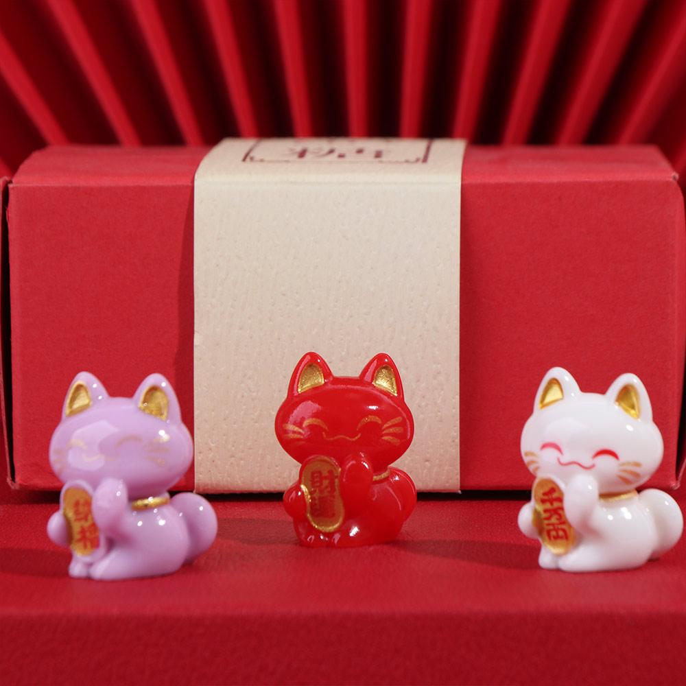 Cute Lucky Cat Figurine Creative Animal Model Miniatures  Home Car Hotel Restaurant