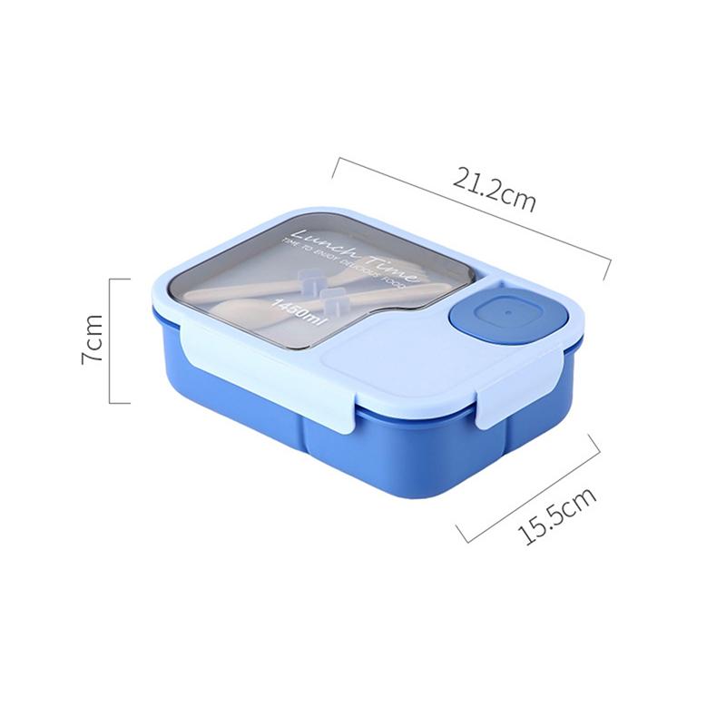 

Коробка для ланча Bento для детей, девочек, мультяшных студентов, кавайных, милых, с подогревом, 3 сетки, для сэндвичей, закусок, специальная столовая, для хранения продуктов синий