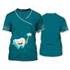 Zahnärzte Shirts O-Ausschnitt personalisierte Krankenschwestern Damen T-Shirt Uniform 3D-Druck Kurzarm Overalls weibliche Oversize Damen Kleidung