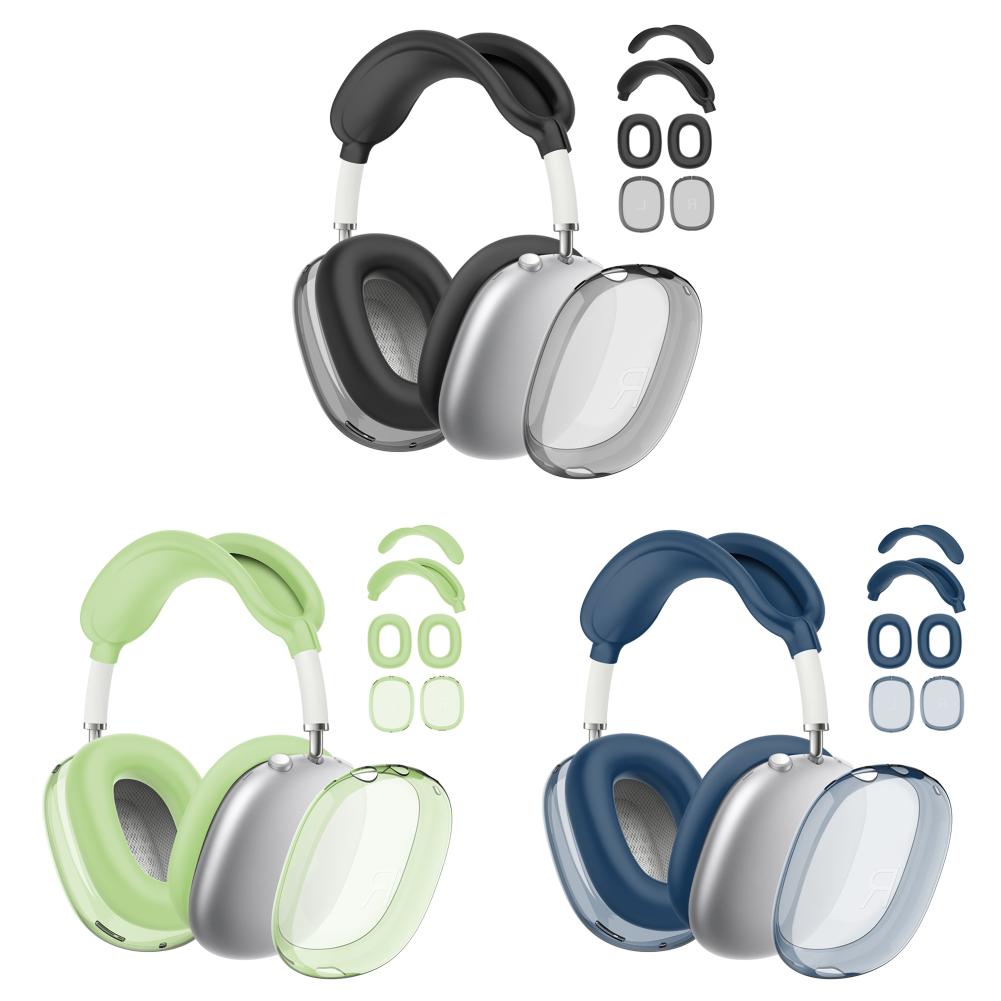 

Прозрачный чехол 4 в 1, амбушюры, повязка на голову, чехол для AirPods Max (черный)