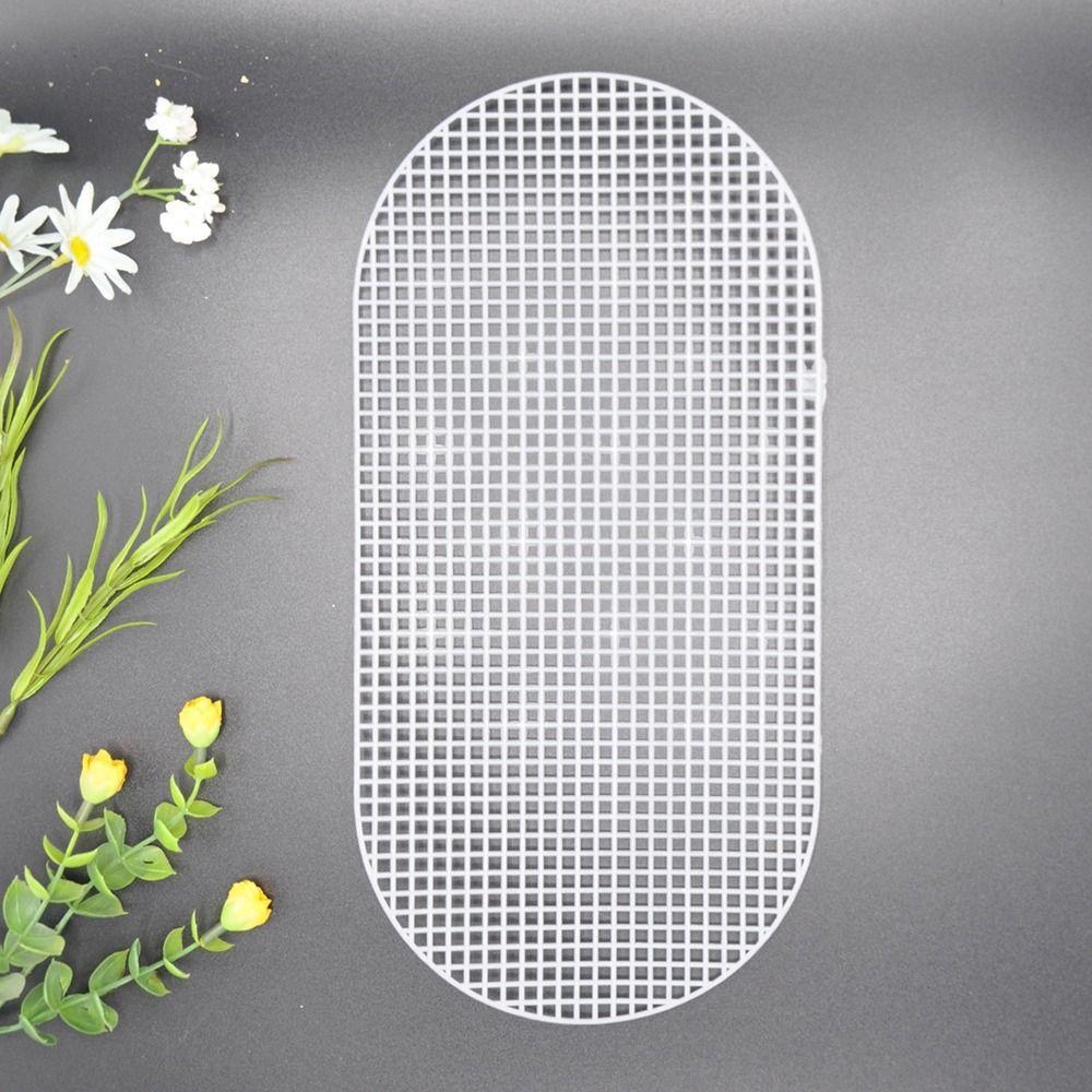DIY Plastic Weaving Plastic Mesh Cloth Handmade Craft Bags Making Grid Hook Oval Knitting Crochet Bags Bottom Bag Accessories