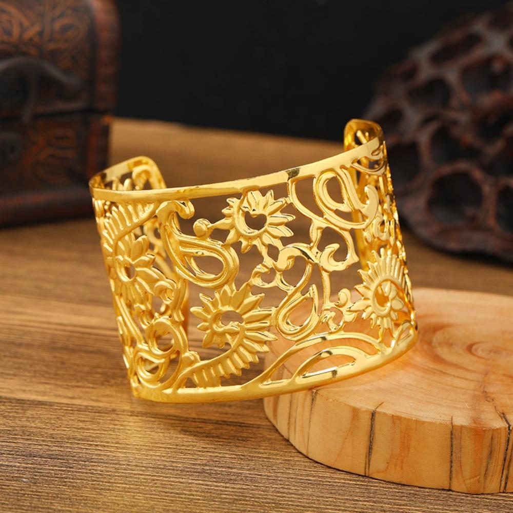 Vintage Golden Wide Bracelet Ethnic Bohemian Bangles  The Water-Sprinkling Festival