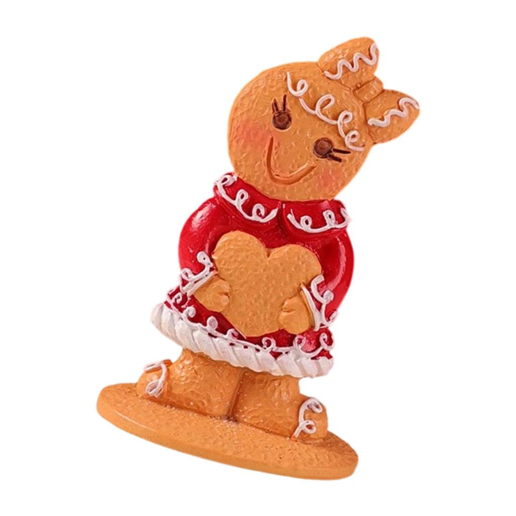 Miniature Gingerbread Man Figurine Christmas Resin Figure Ornament For Christmas Birthday Winter Holiday Decorations