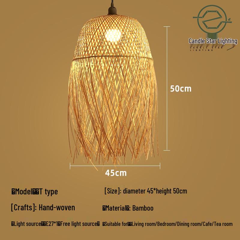 Zen Style Bamboo Rattan Pendant Light for Tea Rooms and Restaurants
