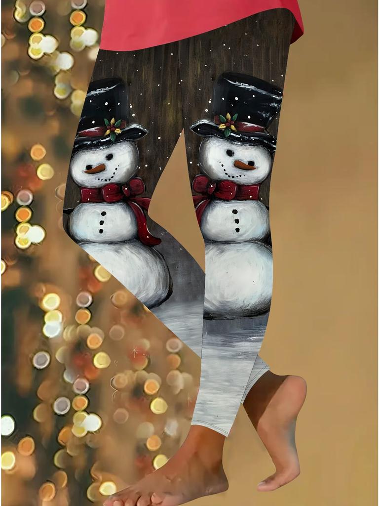 Womens Christmas Festival Prints Stretch Yoga Leggings Fitness Running Gym Sports Active Pants