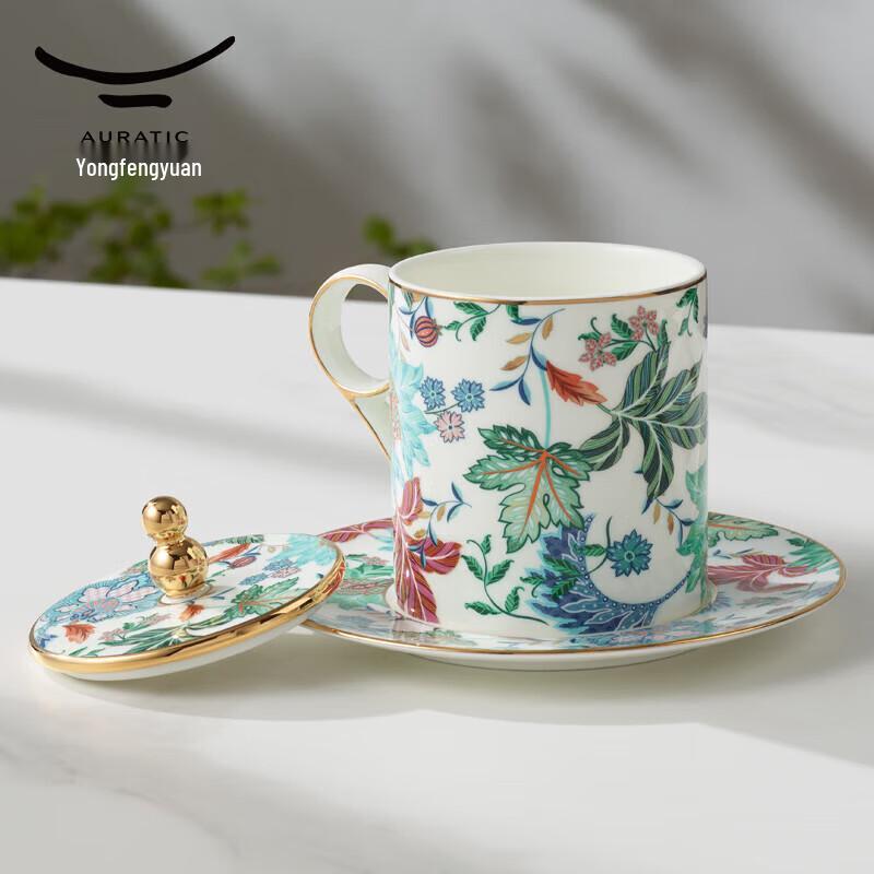 Yongfengyuan Happiness Garden Ceramic Mug with Lid