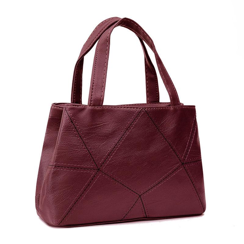 Weiche PU-Handtasche für Damen, einfarbig, strukturiert, quadratische Tasche, vielseitige, lässige Geldbörse, Vintage-Einkaufstasche