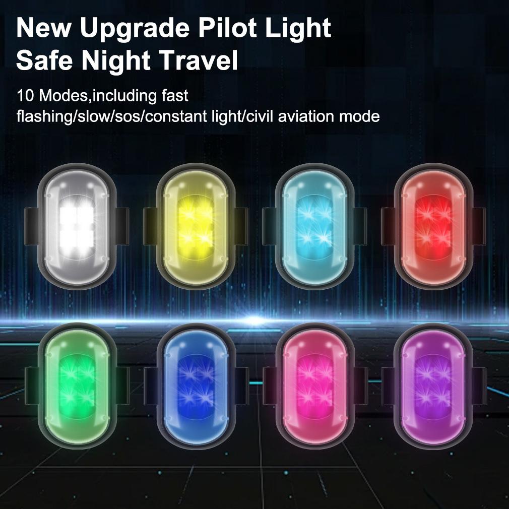 6Pcs RGB Led Car Strobe Lights Motorcycle LED Flash Position Wireless Light 8 Colors Aircraft Airplane Helicopter Warning Lights Accessories