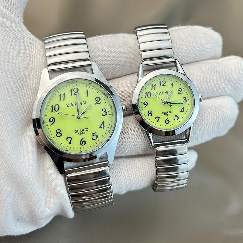Casual Digital Luminous Elderly Watch Simple Quartz Watch Elastic Band Elastic Band Couple Watch