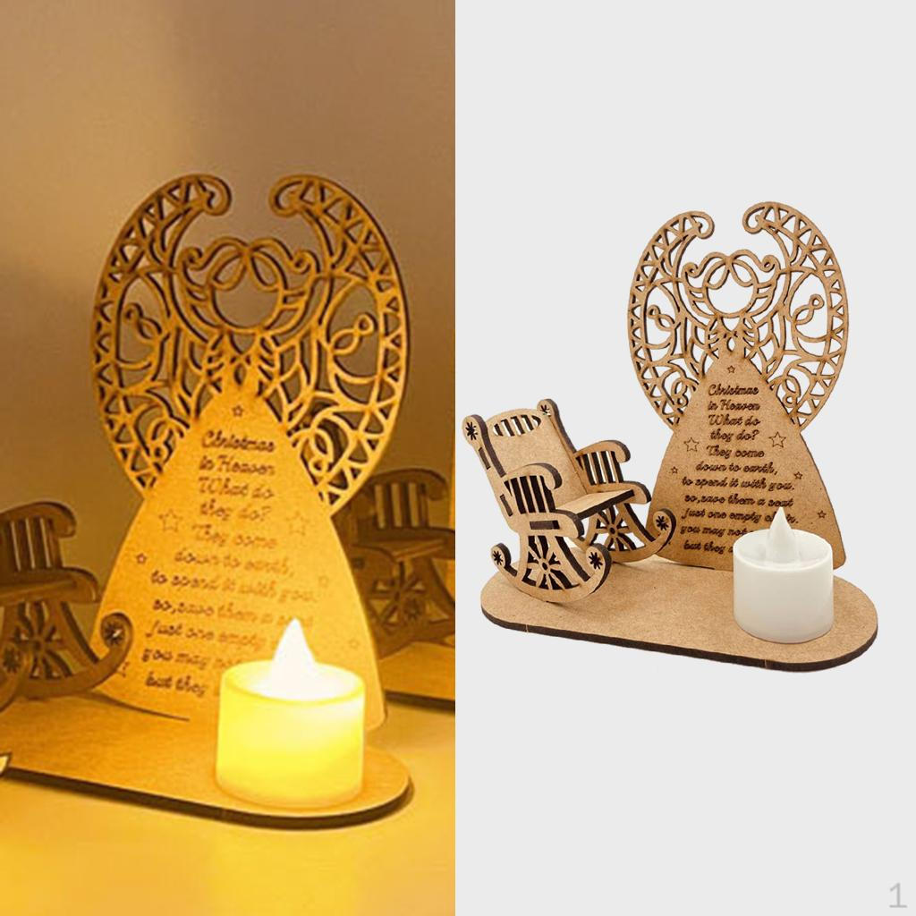 in Heaven, Remembrance Candle Ornament, Wood Rocking for Loss of Loved Tealight Decoration Angel