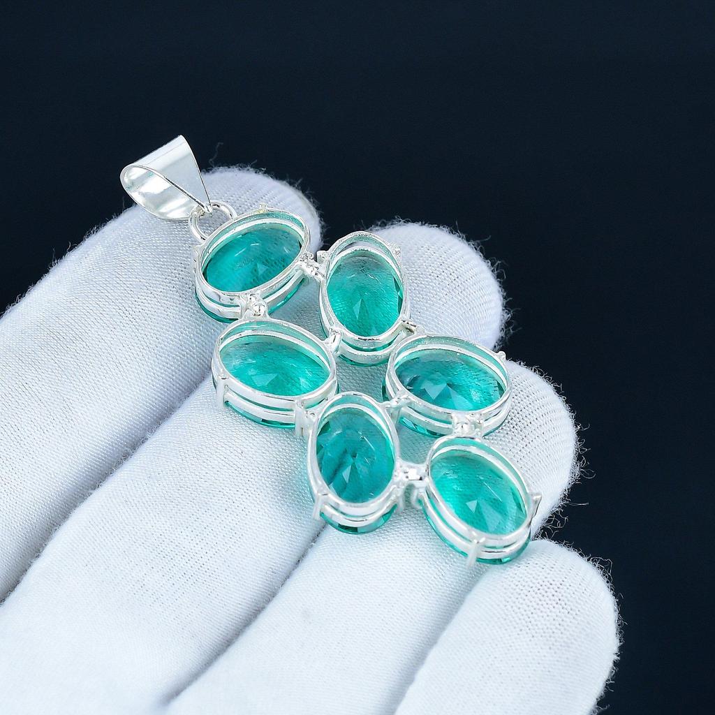 Grüner Apatit Edelstein Anhänger 925 Sterlingsilber - Handgefertigtes Design, Alltagsschmuck, Einzigartiger Grüner Apatit Anhänger Geschenk Für Frauen