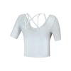 FILA Solid Color Fitness Cut-Off Dopamine Short Sleeve Regular T-Shirt Women Tops Bean-Gray-Blue A11W411105F-LB