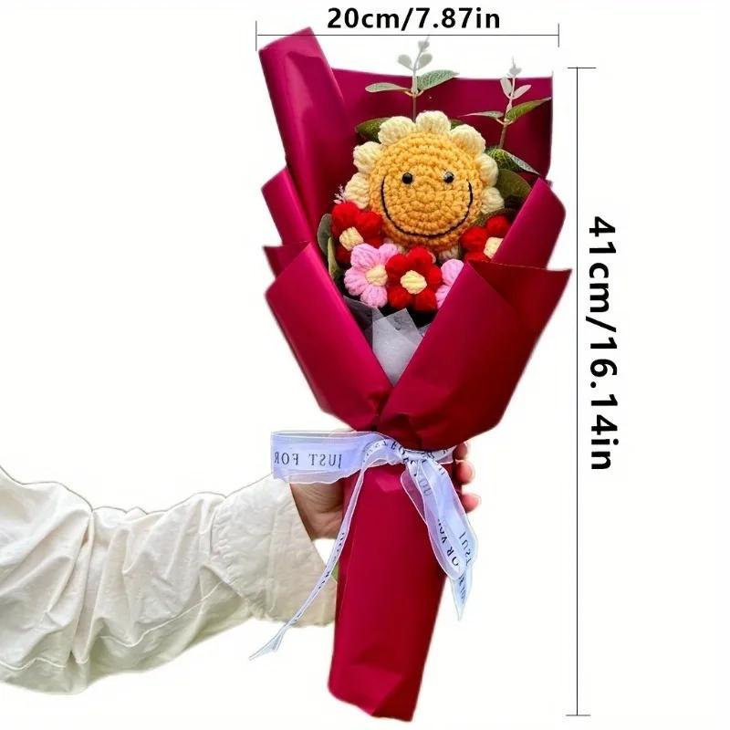 1/2 Stück Handgemachter Gehäkelter Sonnenblumenstrauß Künstliche Blumen Leuchtendes Festival Hochzeit Muttertag Geburtstag Heimdeko