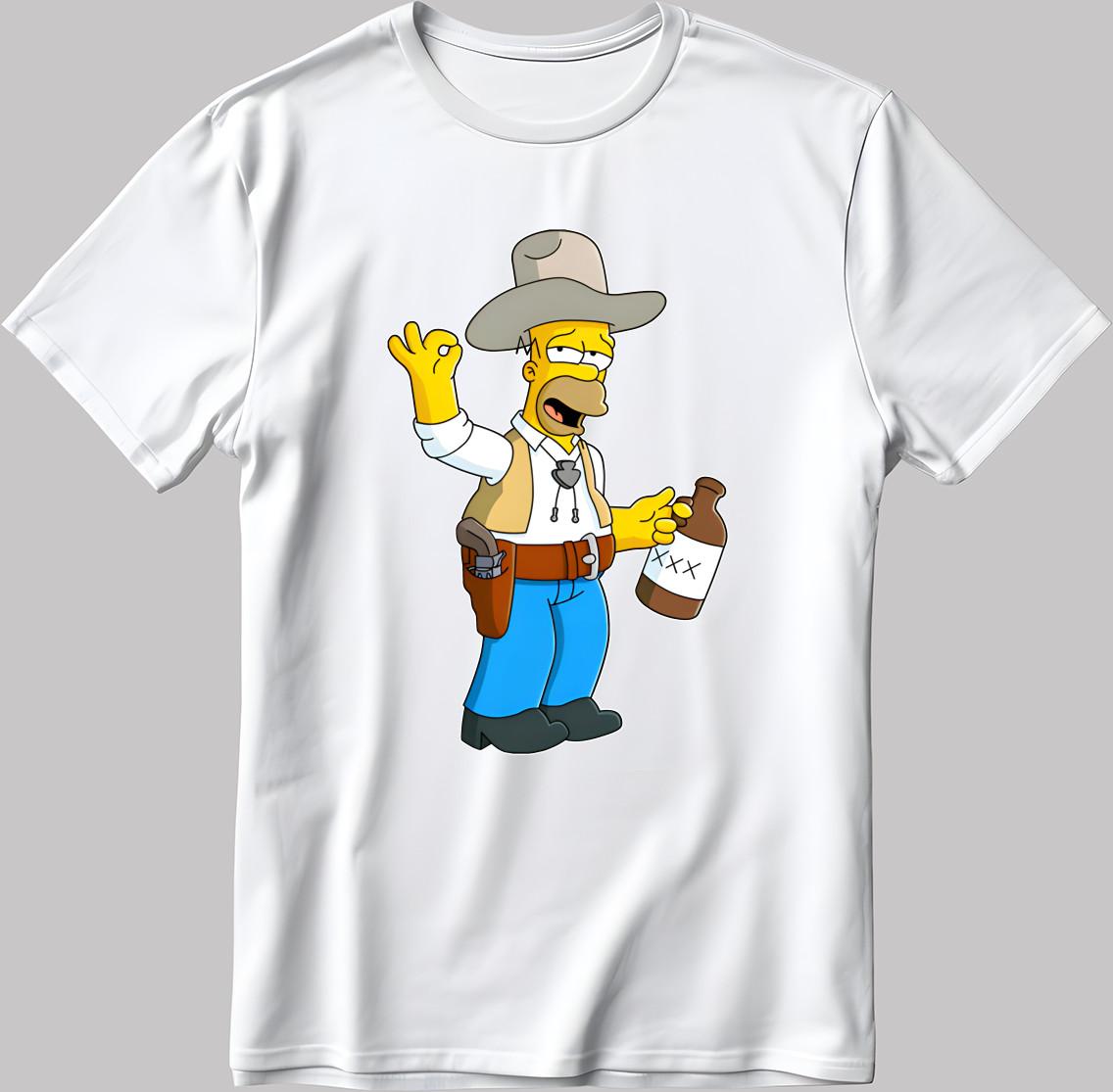 The Simpsons, Simpson Characters Short Sleeve White-Black Men s / Women L315 S