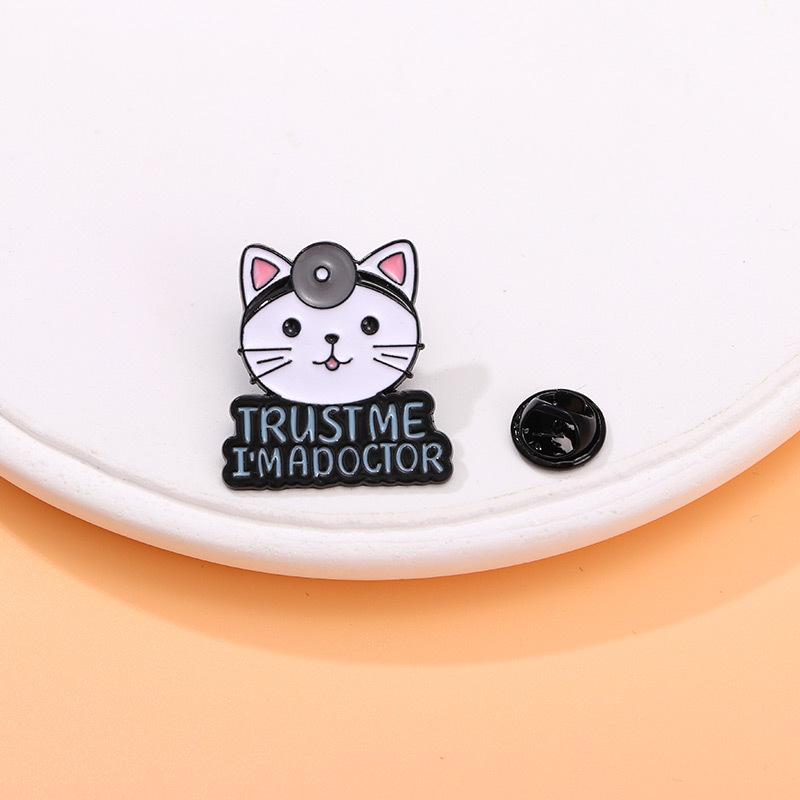 Adorable Cat and Dog Doctor Brooch - Animal Clinic Style