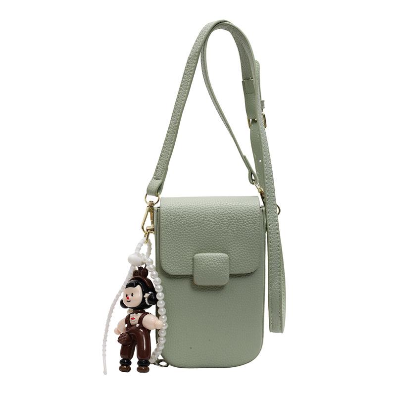 Spring and Summer Dopamine Sweet Simple Wind Mobile Phone Bag Women's Casual Versatile Commuter Advanced Sense Lychee Pattern Messenger Bag