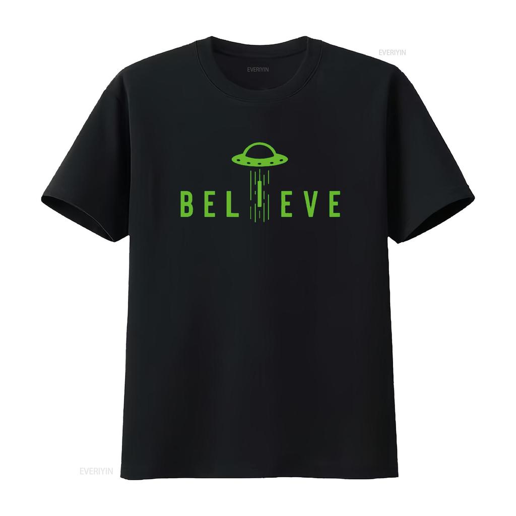Alien Lover S Kids UFO Abduction Believe T Shirt Vintage Washed Streetwear Top For Everyday Wear Slightly Homme Soft