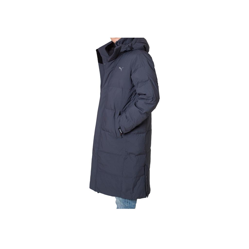 PUMA Logo Print Solid Color Mid-Length Hooded Down Jacket Unisex Outerwear Charcoal-Gray 932587-02