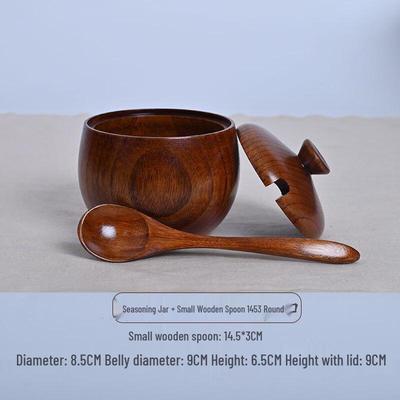 ZISIZ Wooden Seasoning Jar Set with Spoon