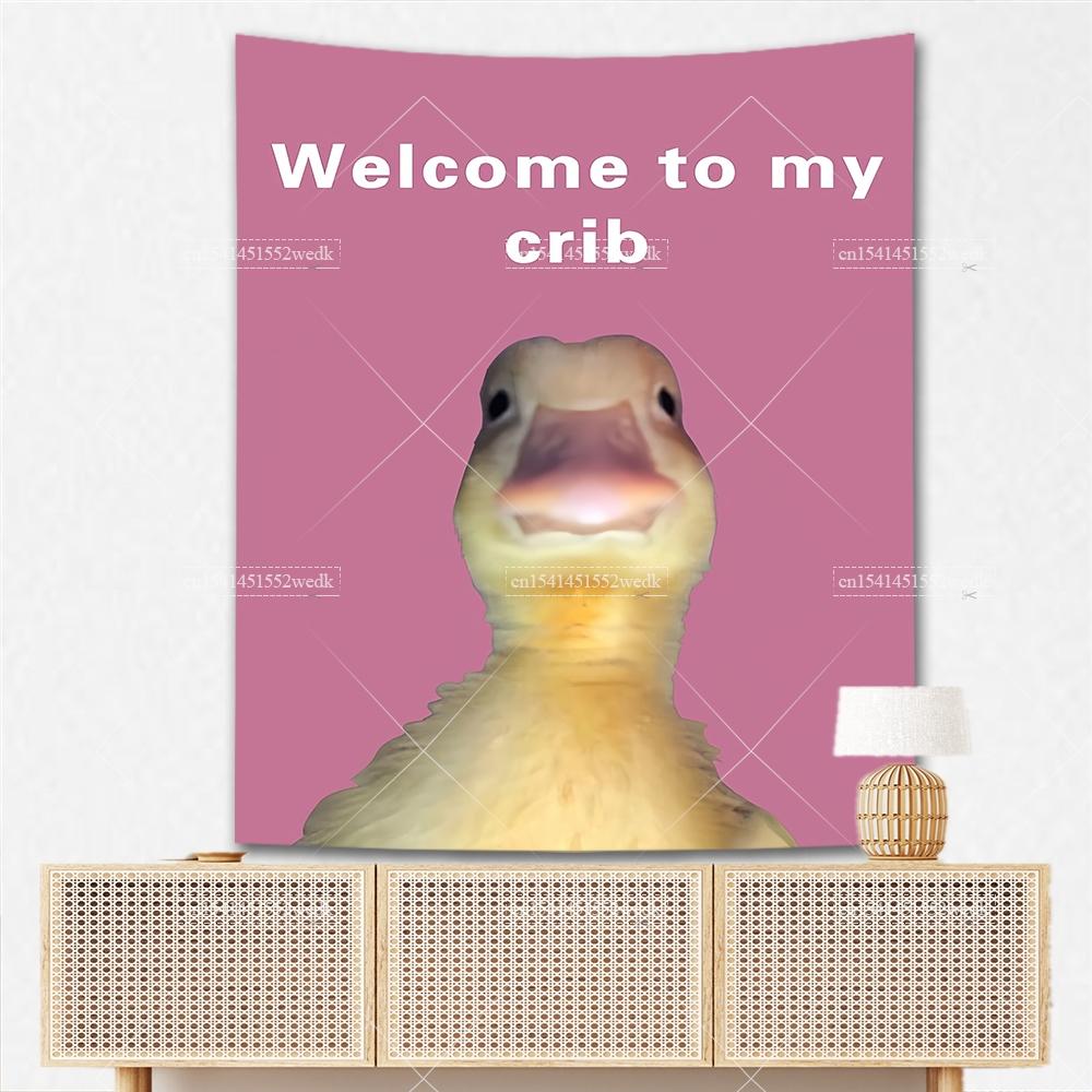 Welcome To My Crib Flag Duck Meme Tapestry For Bedroom Shawty Like A Melody Wall Hanging Tapestry Aesthetic Room Decor Wallpaers