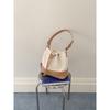 New bucket bag women's drawstring pleated bag niche splicing design women's shoulder bag canvas