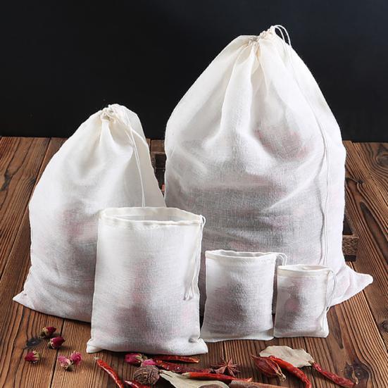 20Pcs Spice Bags with Drawstring Natural Cotton Muslin Bags for Tea Herbs