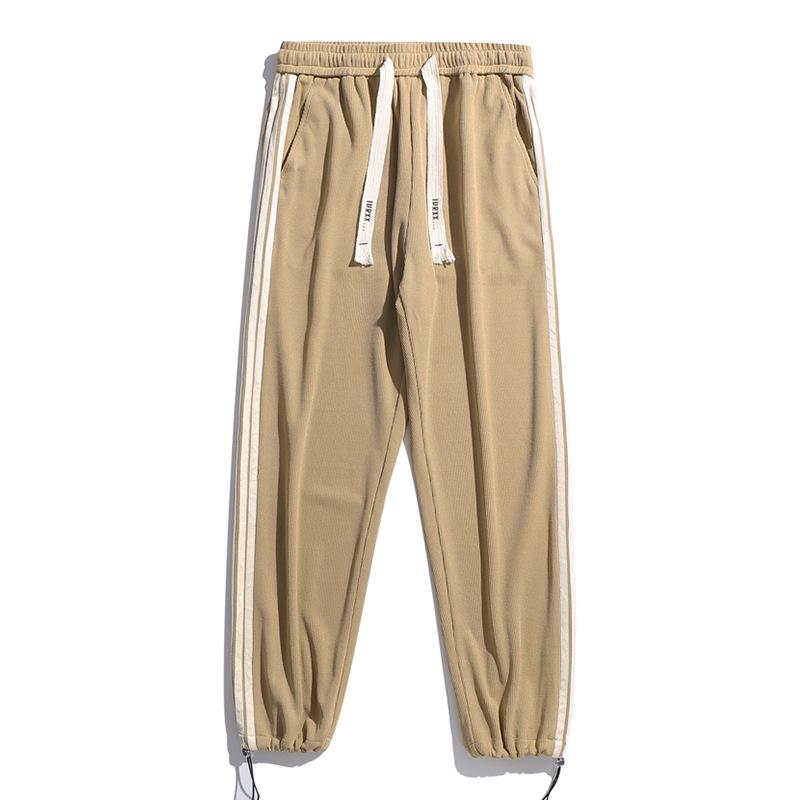 Pants Men's Spring and Autumn New Men's Striped Elastic Casual Sports Nine-Point Pants Tide Tie Feet Loose Sweatpants