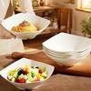 4pcs Plastic Soup Bowls Set, Square Dinner Plates for Home Use, Western Salad Plate, Cold Noodle Bowl, Casual Style