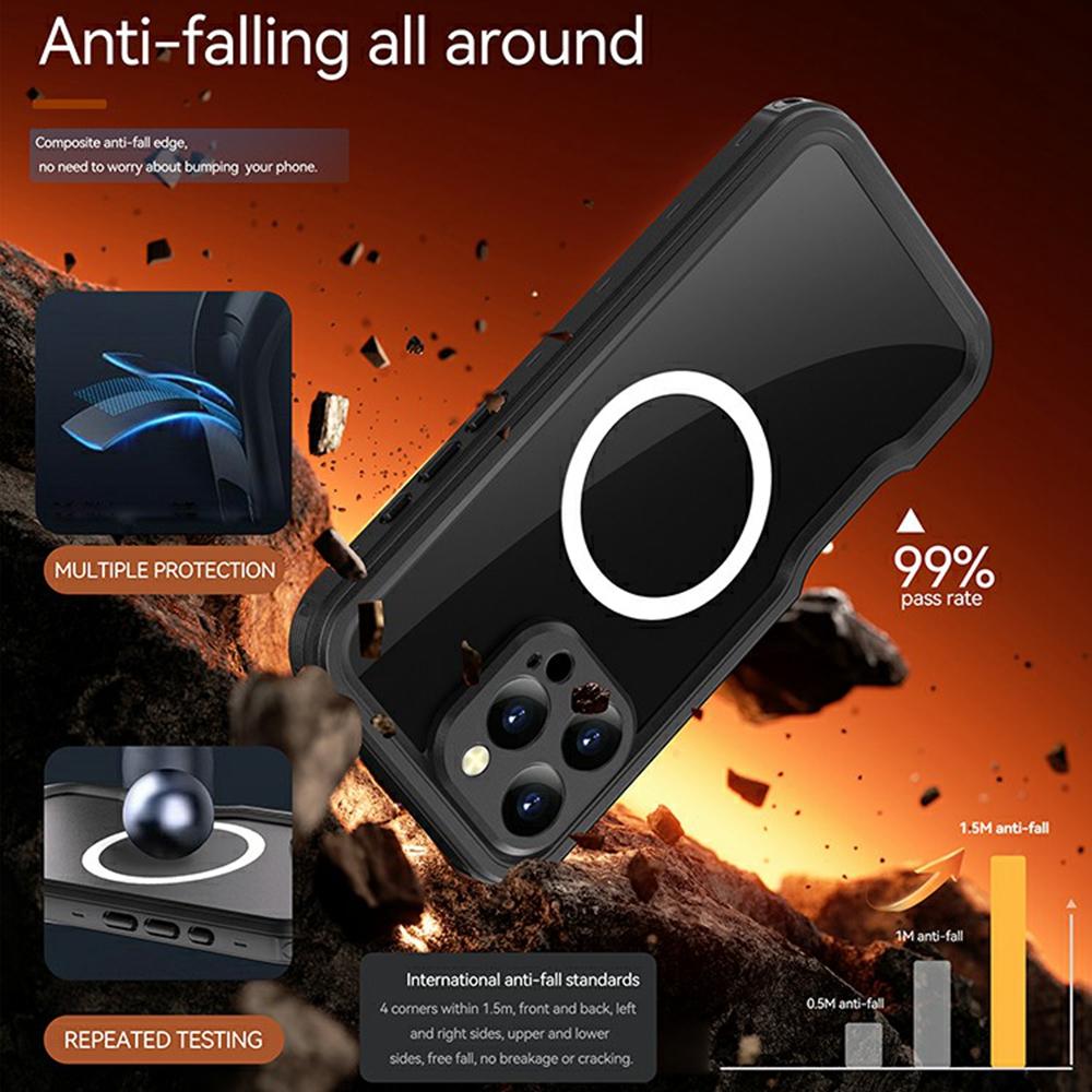 REDPEPPER D-UP Serie Für iPhone 16 Pro Max Hülle IP68 Wasserdicht Transparente Rückseite Handyhülle Kompatibel mit MagSafe