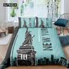 Statue of Liberty Bedspread Cover Hip Hop Full Size Peace Sign Love Heart Bed Cover Kit American Eyes Colorful Sturdy Polyester Quilt Cover
