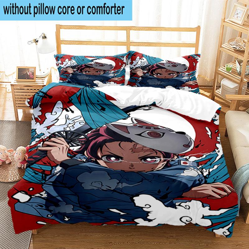 3PCS Vibrant Anime Characters 3pcs Bedding,Including 3PCS Duvet Cover And 2pcs Pillowcases Perfect for Christmas,Ideal for Bedroom, Dormitory