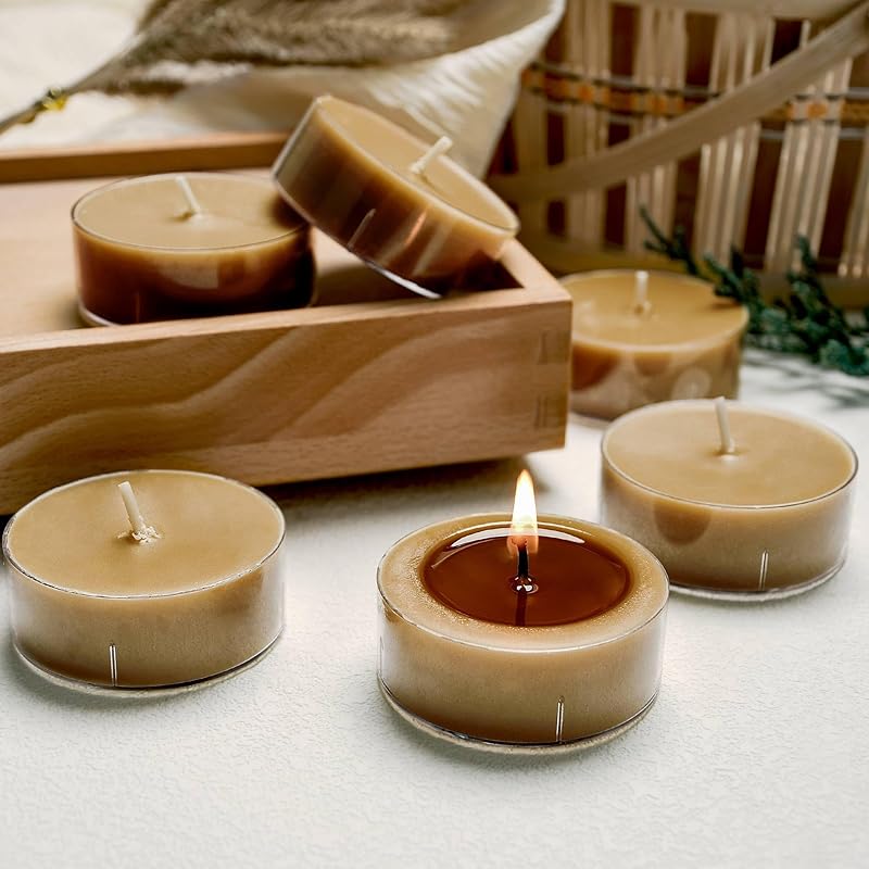 Scented Tealight Candles, Natural Soy Tea Lights Candle with Coffee Essential Oil, Handmade Extra-Large Tealights - 8 Hours Long Burn Time for Home
